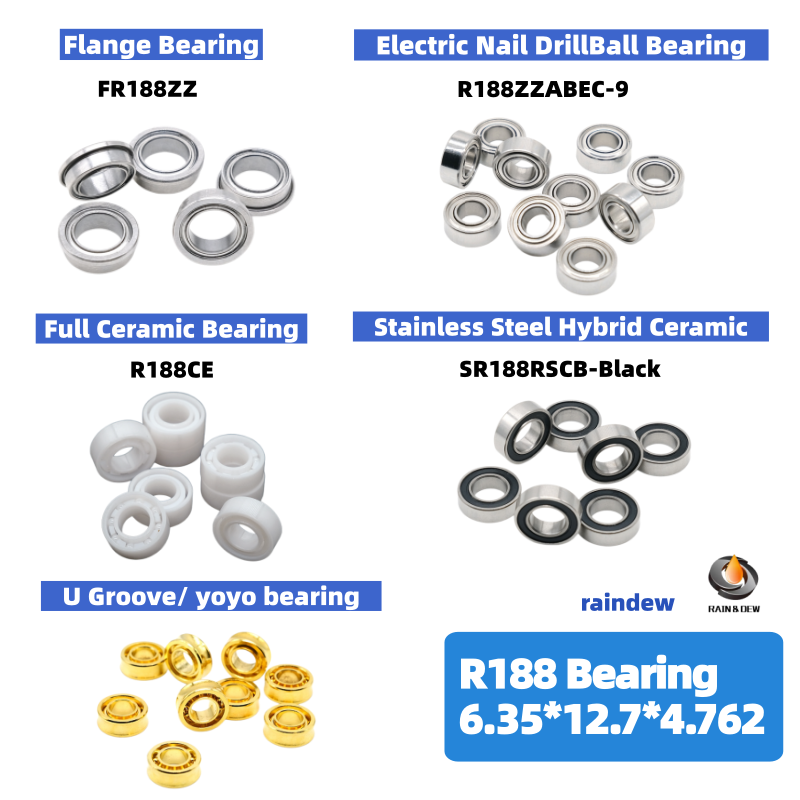 Fidget Spinner Bearing - 2/10Pcs R188 6.35x12.7x4.762mm Yoyo Bearing Flanged