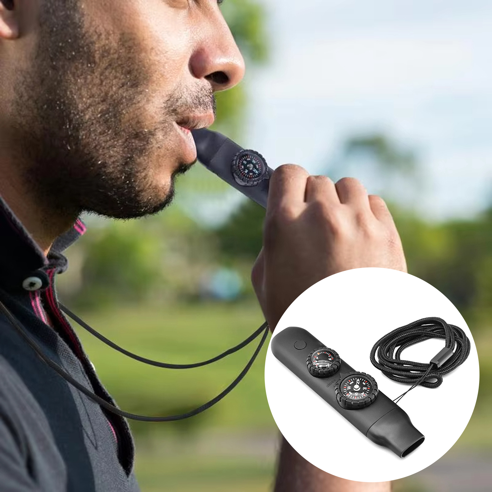 7-in-1 Survival Whistle with L - Compass Keychain Mini avis et prix