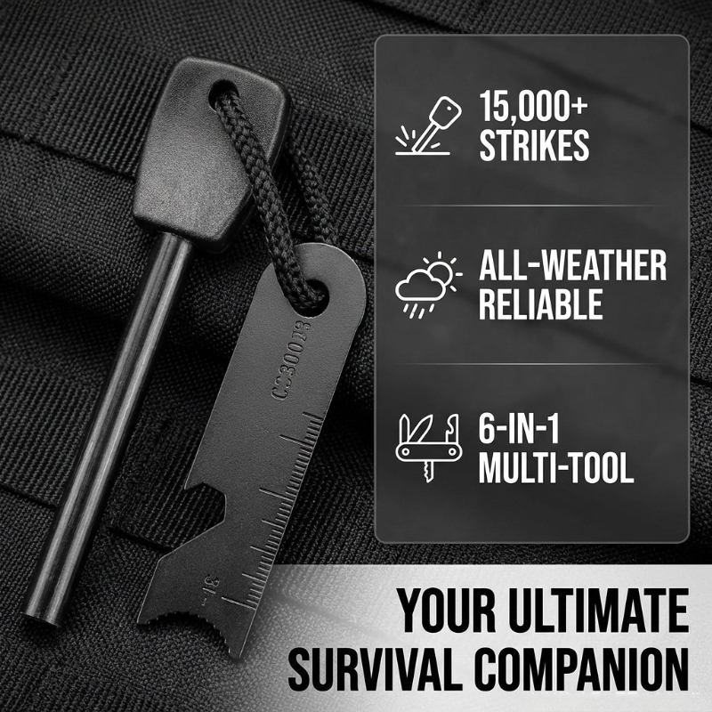Multi-Function Wooden Handle M - Ferro Rod Striker avis et prix