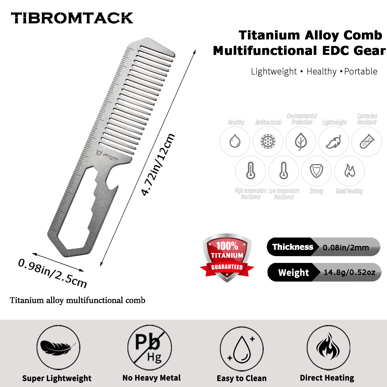 TIBROMTACK Titanium 4-in-1 EDC - Comb Pocket Titanium avis et prix