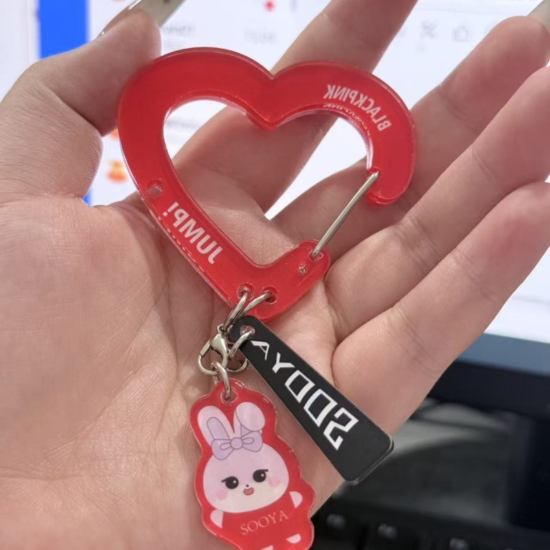 Black Pink Lovely Acrylic Fan‑ - Carabiner Keychain avis et prix